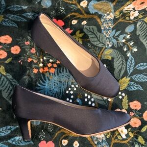 Vintage Giorgio Armani Dark Blue Satin Covered Heels